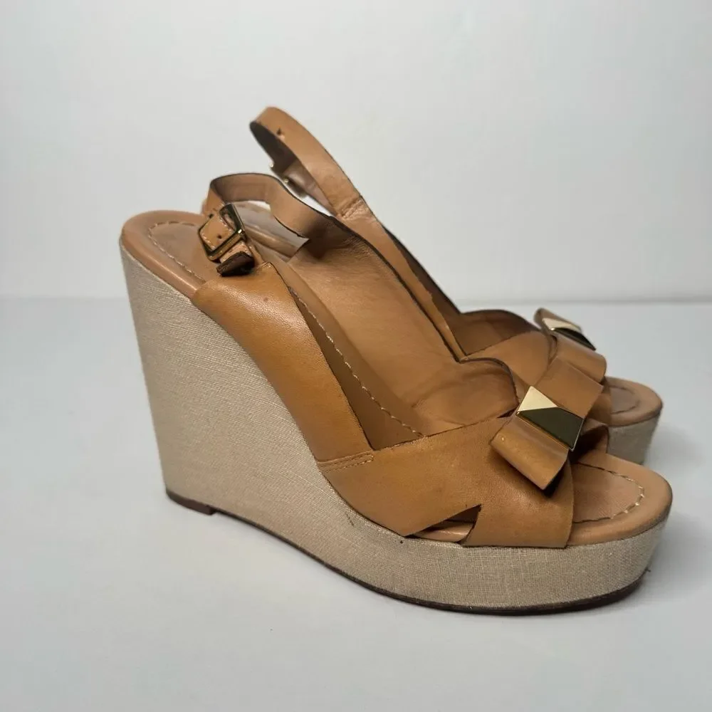 Kate Spade nude leather wedges size 6.5